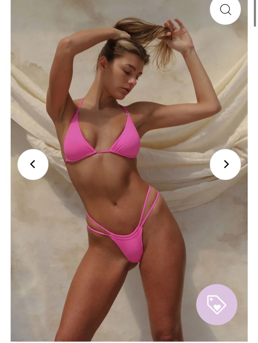 Toast Swim Free People Pink Tri top ruched bottoms bikini set S